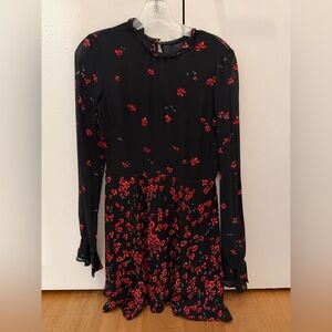 Reformation Black Dress with Red Floral Pattern